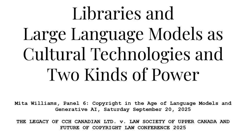 Libraries and Large Language Models as Cultural Technologies and Two Kinds of Power